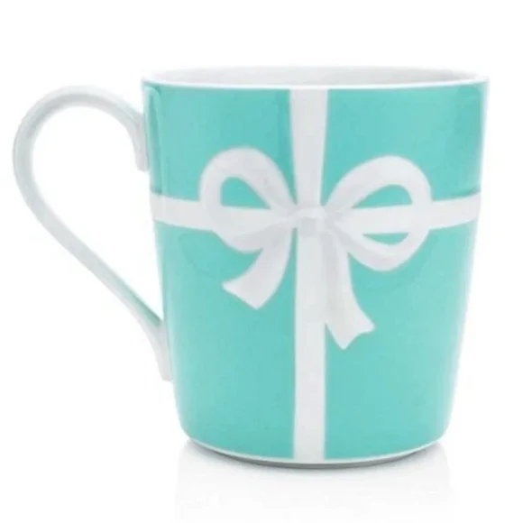 TIFFANY & CO. Bow Ribbon Bone China Blue Mug Cup 2pcs Set in Gift Box from Japan - Picture 2 of 8